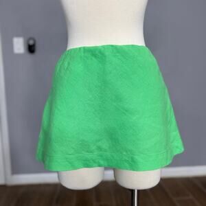 Free People My Little Micro Mini Cotton-Linen Skort, Green Drop, M